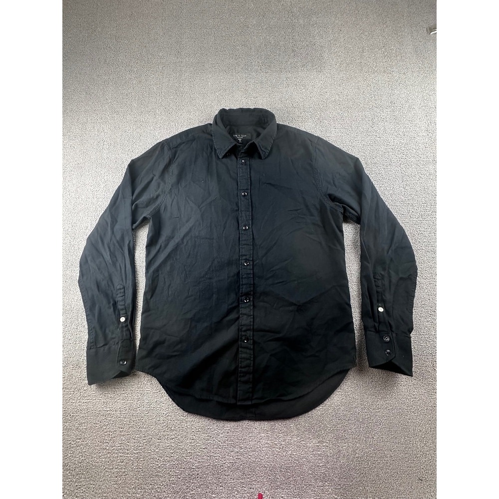Rag & Bone Button Down Shirt Men M Black Classic Cotton Blend Modern Office Work